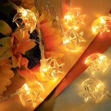 1 Pack 20/40 LED Moon Star String Lights For Home Garden Outdoor Indoor Bedroom Courtyard Party Activities Decoration(Without Battery)