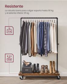 VASAGLE Heavy Duty Clothes Rack, Industrial Garment Rack With Shelf, For Bedroom, Laundry Room, Retail Store, Rustic Brown And Black UHSR65BX - Black - View 5