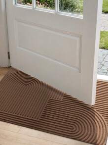 1pc Brown Striped Geometric Vintage Doormat, Modern Style All-Season Entrance Mat Made Of Polyester, Fade-Resistant, Low Profile, Non-Slip, Easy To Clean, Suitable For Patio, Indoor, Outdoor, Corridor, Garden Decor, Thick Entryway Decor Bathroom Kitchen Decor - Brown - View 7