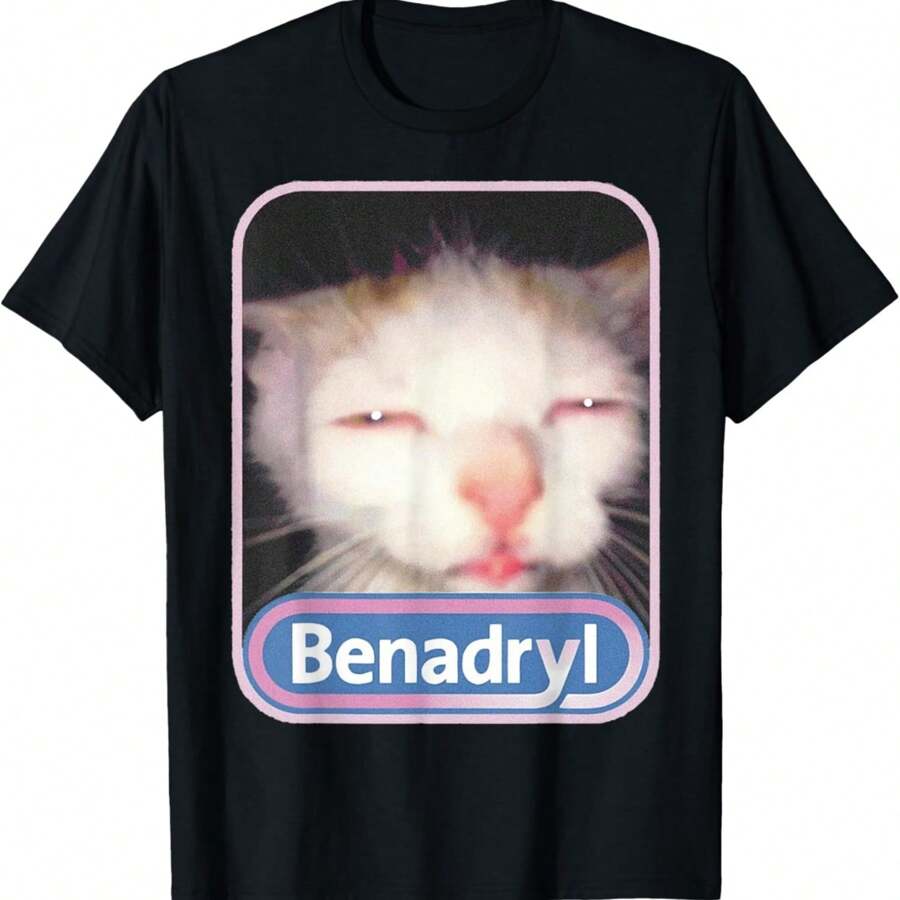 Benadryl Cat Funny T-Shirt - màu đen - Xem 1