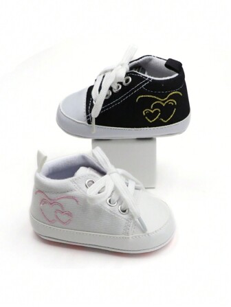 RABEISIR 婴幼儿学步鞋，刺绣心形帆布鞋，轻便防滑，适合日常和假日穿着，四季皆宜