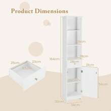 Freestanding Bathroom Storage Cabinet With 3 Open Shelves - White - View 3