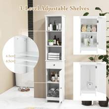 Freestanding Bathroom Storage Cabinet With 3 Open Shelves - White - View 5