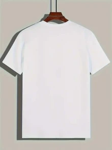 Camiseta de algodón puro (220) VHUTHK - Camiseta casual de manga corta y cuello redondo de verano para hombre, estampado de patrón de cabeza grande Y2K americano - Blanco - Ver 2