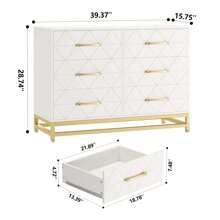 Danolapsi 6 Drawer Dresser For Bedroom Morden Chest Of Drawers Wood Bedroom Double Dresser Wide Dresser TV Stand Storage Drawers For Closet Hallway Nursery Entryway - trắng - Xem 3