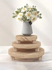 1 st/set Rund träbricka Multifunktionell träljusfot Kök Fruktbricka Fot Badrum Förvaringsbricka, Jul - 1 st - Visa 10