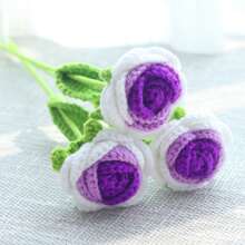 1/3/6/10 bông hoa hồng móc thủ công, hoa trang trí, hoa giả, hoa sợi. Trang trí nhà cửa cho phòng ăn, phòng khách, phòng ngủ, đám cưới, tiệc tùng. Bó hoa tự làm thích hợp làm quà tặng cho mẹ, quà tặng cho thầy cô, quà tặng sáng tạo. Thích hợp trang trí mùa xuân/hè, năm mới, ngày lễ tình nhân, sinh nhật, trang trí lễ Phục sinh hoặc làm quà tặng. - độ dốc màu tím - Xem 13