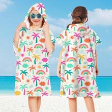 1 Peça Roupão de Banho Infantil, Roupão de Praia Infantil para Bebês e Crianças Pequenas, Toalha de Banho com Capuz de Microfibra Usável, Tartarugas, Flamingos, Unicórnios, Degradês, Rosquinhas, Listras, Tema de Palma, Casamento de Verão, Decoração de Casa de Banho, Volta às Aulas