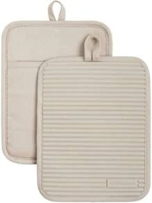 KitchenAid - Set Of 2 Soft Silicone Ribbed Pot Rests, Blended Coffee Color, 7 X 9 Inches - Milkshake - View 1