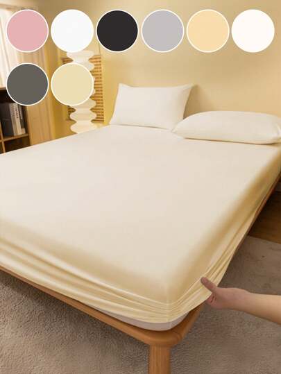 1 szt. Jednokolorowe prześcieradło z dopasowaną gumką, prześcieradło, pościel, pokrowiec na materac, miękka i wygodna pościel do sypialni, ochraniacz na materac do sypialni, prześcieradła przyjazne dla skóry, narzuta pyłoszczelna na każdą porę roku, prześcieradło z dopasowaną gumką do rozmiaru pojedynczego, pełnego, królewskiego i królewskiego, nadające się do prania w pralce, (bez poszewki na poduszkę), idealny prezent świąteczny