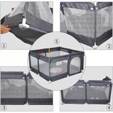 Large Baby Playpen Kids Toddlers Infant Activity Center Saftety Play Fence Yard - Grey - View 5