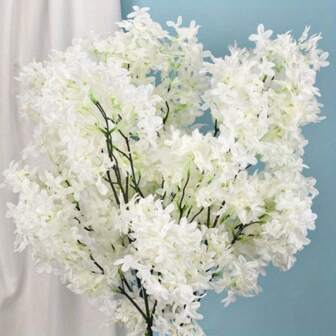 1pc/2pcs/5pcs Artificial Lilac Flowers, 38.12in Fake Flowers With Stems, Bulk Silk Flowers, Real Looking For Home Garden Wedding Decor (White)