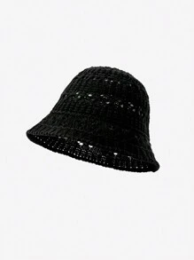 Swim Mod 1pc Women's Solid Color Woven Straw Beach Hat, Hollow And Breathable, Minimalist And Fashionable, Suitable For Beach, Sun Protection, For Spring/Summer - A - View 18