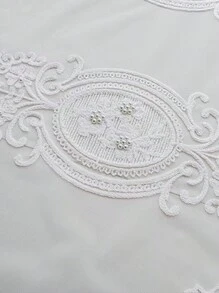 1pc Vintage Estilo Europeu Transparente Cortina de Contas, Tecido Bordado Decoração de Janela para Evitar Poeira