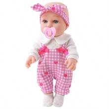 12 英寸可爱逼真娃娃服装套装，包括粉色工作服、发饰、奶嘴和其他配饰