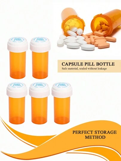 A Set Of 10PCS/5PCS/2PCS/1PC Multi-Purpose Drug Dispensing Bottles With Lids, Yellow, Sealed And Moisture-Proof, 50/30ml Capacity Circular Press Cap Capsule Bottles, Suitable For Storing Capsules, Tablets, Vitamins, And Candies, Suitable For Travel Packaging , Or Home Use