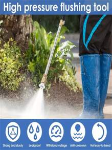 Heavy Duty Metal Pressure Washing Machine Rod With Universal Connector, Includes 2 Nozzles For Garden Hose, Multi-Purpose Sprayer For Automotive, Garden, Yard Cleaning And Agricultural Irrigation