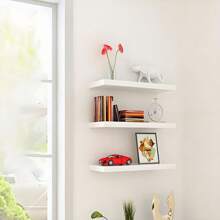 3Pcs Floating Shelves 80cm Shelves For Wall Decorative Wood Wall White Shelves Screw Mounted For Bathroom Kitchen Living Room BedroomRoom Decor - White - View 8