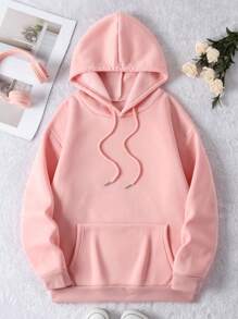 [Talla grande] Sudadera con capucha "Fuera de servicio" para mujer: Sudadera de felpa con bolsillo canguro y estampado de calavera