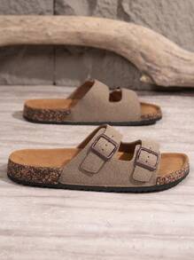 Men's Casual 1-Piece Wooden Slippers, Anti-Slip And Wear-Resistant, For Indoor And Outdoor Use - Camel - View 4
