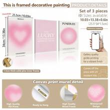 3pcs/Set, Canvas Painting And Poster, Framed, Ready To Hang, I Am Lucky, Everything Works For Me, Mental Health, Pink Aura Energy Gradient Painting, Minimalism, Home Decor, Wall Art, Room Decoration, Creative Gift, Living Room, Bedroom, Dining Room, Office Gifts Birthday Graduation - Multicolor - View 13