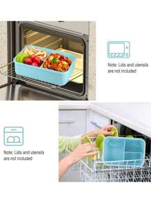 Set Bento Box Adult Lunch Box, Containers For Adults Men Women With 3 Compartments, Lunchable Food Container With Utensils, Sauce Jar, Muffin Liners, Microwave & Dishwasher Friendly, Brown, (Send Knives, Forks, Spoons, And Chopsticks ),Kitchen,Christmas Gift - Blue - View 4