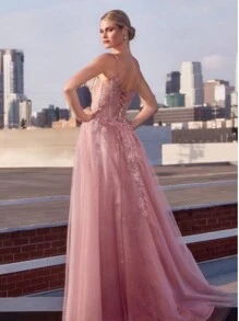 ALTA CALIDAD DE VESTIDO CON TUL COPA DURA - Mauve - Ver 2