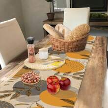 1 pieza Camino de mesa con estampado de hojas estilo bohemio, elegante estilo de pañuelo para tocador, estilo rústico, adecuado para decoración del hogar en bodas/cafés/comedores/fiestas - Multicolor - Ver 6