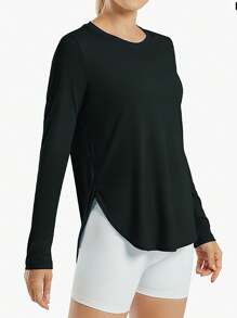 Áo tập thể dục yoga nữ, áo thể thao nhanh khô, thích hợp cho chạy bộ, tập gym, lớp lót nén co giãn. - màu đen - Xem 4