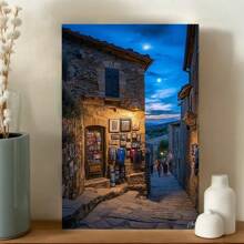 Framed Peaceful European Countryside Canvas, Shepherd In The Meadow, Grasslands And Distant Mountains, Unique Wall Art,Room, Living Room, Kitchen, Bathroom And Other Decoration, Suitable For Valentine's Day, Halloween, Christmas, New Year And Other Holiday Decoration - 裱框 - 查看 2