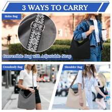 VASCHY Crossbody Bag For Women,Large Zip Canvas Hobo Bag With Adjustable Strap Reusable Grocery Bags For School Travel Teen Girls,Bow Bags, Grown WomenFits, Cyberpunk, ALL Pink, Fairycore, - Grey - View 8