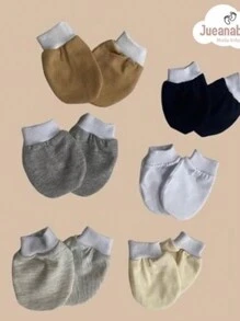 Kit Of 6 Pairs Of Baby Gloves For Newborns, 100% Cotton, Manufactured In-House. - Neutral Colors - View 1