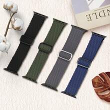 Woven Elastic Single Loop Watch Band, Compatible With 38mm, 40mm, 41mm, 42mm, 44mm, 45mm, 46mm, 49mm Watches, Unisex; Starry Nylon Elastic Strap, Compatible With Ultra 2 Series, 10, 9, 8, 7, 6, SE, 5, 4, 3, 2, 1 Models, Ideal Gift For Back-To-School Students. - Dark Blue - View 3