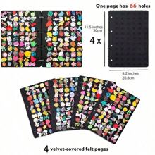 1pc 4-Page & 6-Page Shoe Charms Display Holder, 264holes Shoe Charm Organizer, Shoe Charm Collection Booklet (Not Include Any Accessories)