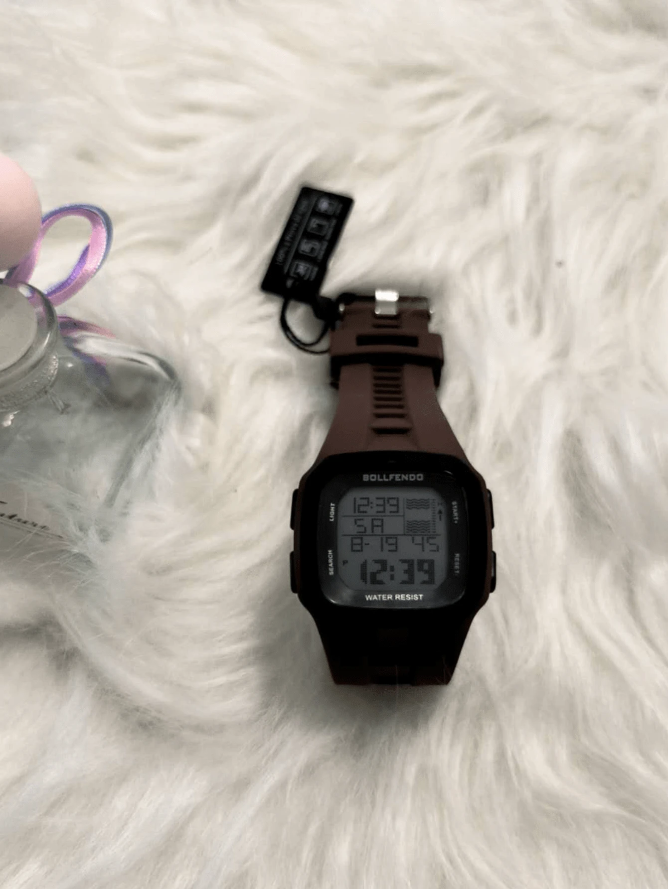 Fashion Square Surfing Waterproof Sports Digital Watch For Men And Women - 咖啡棕 - 查看 1