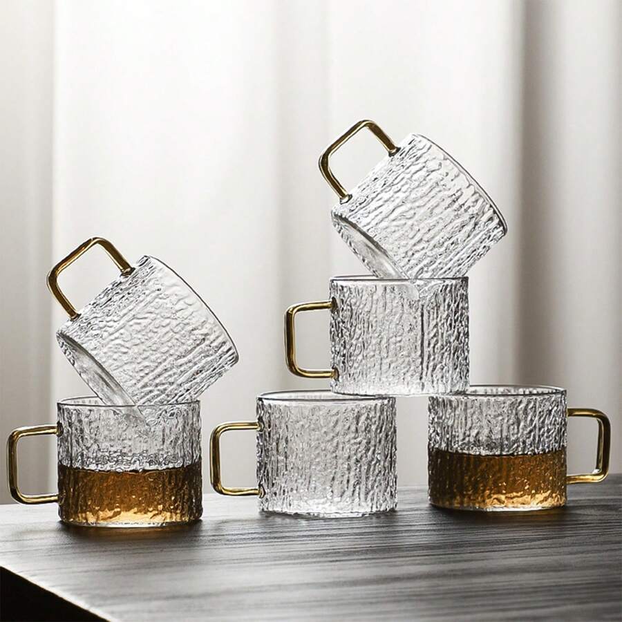 12/6/4/2pcs 130ml/Compact Cute Heatproof Transparent Glass Cup, Tea Cup, Espresso Glass Cup, Chinese Kung Fu Hot Tea Cup, Tea Cup Set, Suitable For Home, Party, Coffee Shop, Makes A Refined Gift