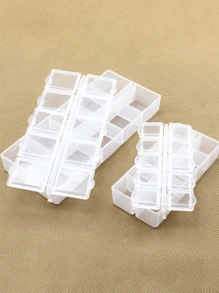 Caja de almacenamiento cuadrada con 10 compartimentos, tapa independiente y abierta, caja de joyas transparente, caja de plástico para clasificar y organizar joyas y accesorios pequeños, caja de píldoras portátil transparente, caja de almacenamiento de plástico transparente para manualidades de bisutería, artículos esenciales para viajes, accesorios para vacaciones, verano, regreso a clases