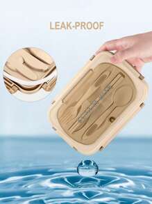 Set Bento Box Adult Lunch Box, Containers For Adults Men Women With 3 Compartments, Lunchable Food Container With Utensils, Sauce Jar, Muffin Liners, Microwave & Dishwasher Friendly, Brown, (Send Knives, Forks, Spoons, And Chopsticks ),Kitchen,Christmas Gift - Khaki - View 3