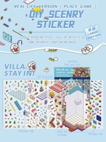 1片装DIY超大立体风景贴纸贴画小众减压趣味手账贴纸 返校节学校用品