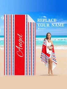 Strandtuch mit individueller Namensbedruckung - Hohe Saugfähigkeit, schnelltrocknende Polyesterfaser, geeignet für Schwimmen, Camping und Reisen - moderner Stil, geringe Pülverbildung, maschinenwaschbar