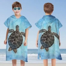 1 Peça Roupão de Banho Infantil, Roupão de Praia Infantil para Bebês e Crianças Pequenas, Toalha de Banho com Capuz de Microfibra Usável, Tartarugas, Flamingos, Unicórnios, Degradês, Rosquinhas, Listras, Tema de Palma, Casamento de Verão, Decoração de Casa de Banho, Volta às Aulas