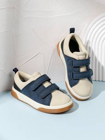 1 Pair Unisex Kids Simple PU Breathable Mixed Color Hook&Loop Low-Top Fashion Skate Shoes, Children Casual Comfortable All Season Sports Shoes, Infant Outdoor Waterproof Anti-Slip Soft Sole Crib Shoes