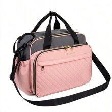 1 Peça Bolsa de fraldas grande em tecido Oxford com grande capacidade, bolsa multifuncional para mamães, bolsa para mãos ou bolsa a tiracolo para viagens, adequada para armazenamento e uso - Rosa chiclete - Visão 12