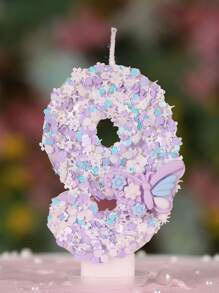 1 pieza Vela de cumpleaños creativa de mariposa tricolor morada, decoración de pastel para fiesta de aniversario, decoración de fiesta