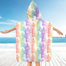 Toallas con capucha para la playa - Toalla de baño para niños pequeños, toalla de playa tipo poncho para niñas, de secado rápido, suave y ligero, con diseños de sirenas, pandas, flores, unicornios, flamencos, flores, palmeras y arcoíris, ideal para bodas de verano, decoración del baño y vuelta al colegio