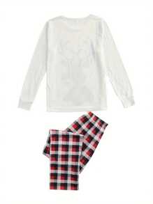 Women Christmas Pajamas Long Sleeves + Trousers Elk Pattern Festive Accessory