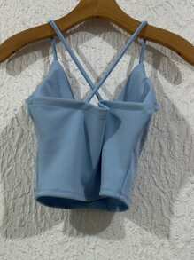 Cropped Top In Neuprene Fabric With Tulle And Extra Shiny With A Cup, Size 36-40 - Celeste - Ver 2
