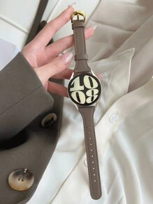 1件 PU 手錶錶帶環，相容於 Galaxy Watch 7、Galaxy Watch 5、Galaxy Watch 6、4，適用於 40mm、42mm、43mm、44mm、45mm、46mm、47mm、20mm、22mm - Grayish Brown - 查看 5