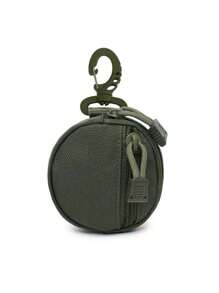 1pc Simple Style Oxford Coin Purse, Portable Round Keychain Pouch With Carabiner Clip For Men And Women, Mini Purse - Perfect Gift For Travelers & Hikers Spring School Supplies