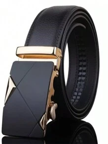 Men's Belt Luxury Leather Ratchet Buckle Wide Large 1.20 CMCasualPU LeatherBuckle - Black - View 1